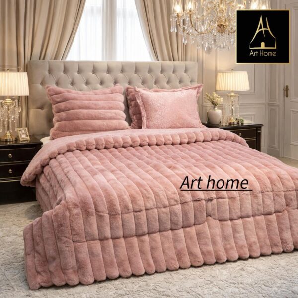 LUX -Ensemble Couette Fluffy Lotus en Fourrure Lapin - 5 Pièces