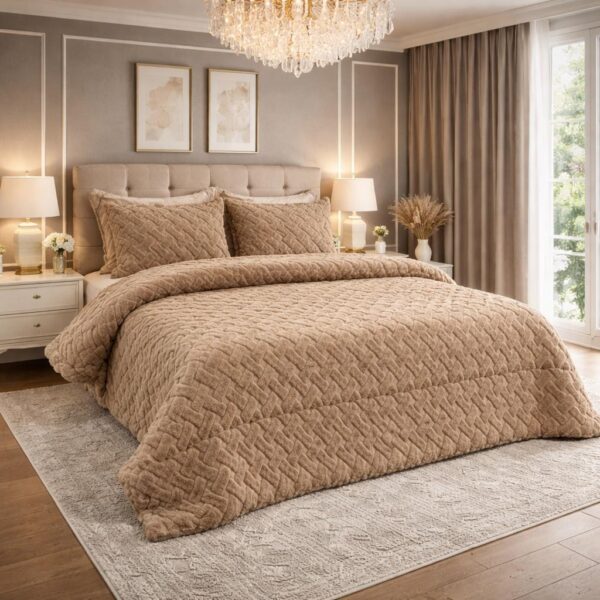 Couette Luxe en Fourrure de Lapin – 5 Pièces