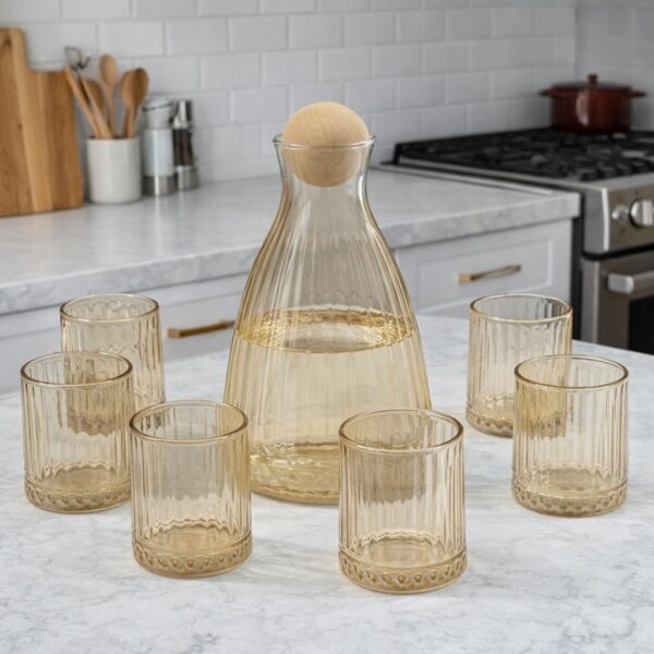 Carafe avec 6 verres – Élégance et convivialité à chaque service !
