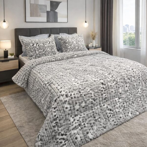 Couette Luxe en Fourrure de Lapin – Ensemble 5 Pièces Ultra Doux & Chaleureux